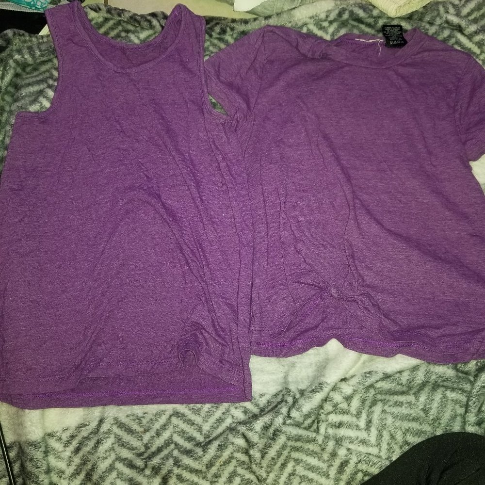 purple crop top and purple tank top